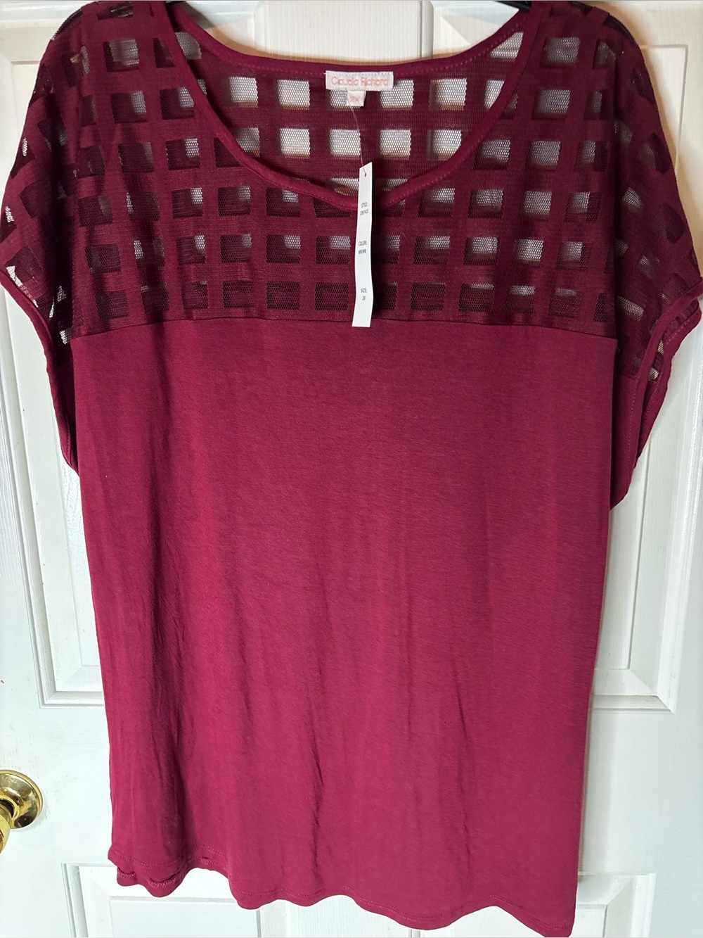 Women’s Short Sleeve Blouse Burgundy in color Size 2X Brand New With Tag